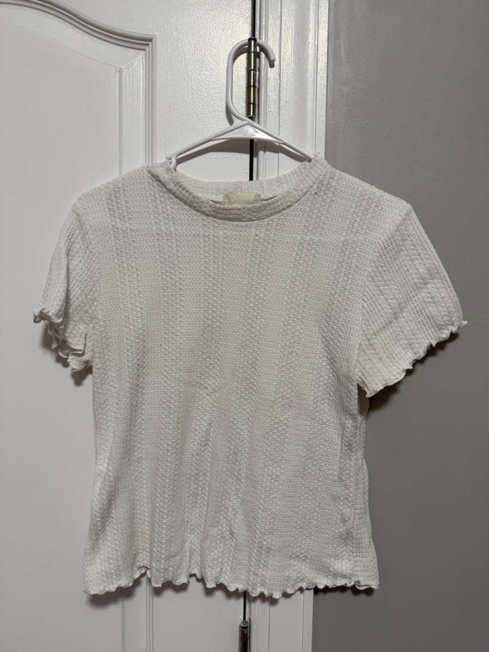 Altar'd State Cream Textured Short Sleeve Knit Tee
